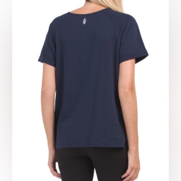Free People Movement Inhale Tennis Club Henley Graphic Tee Navy - Picture 3 of 8